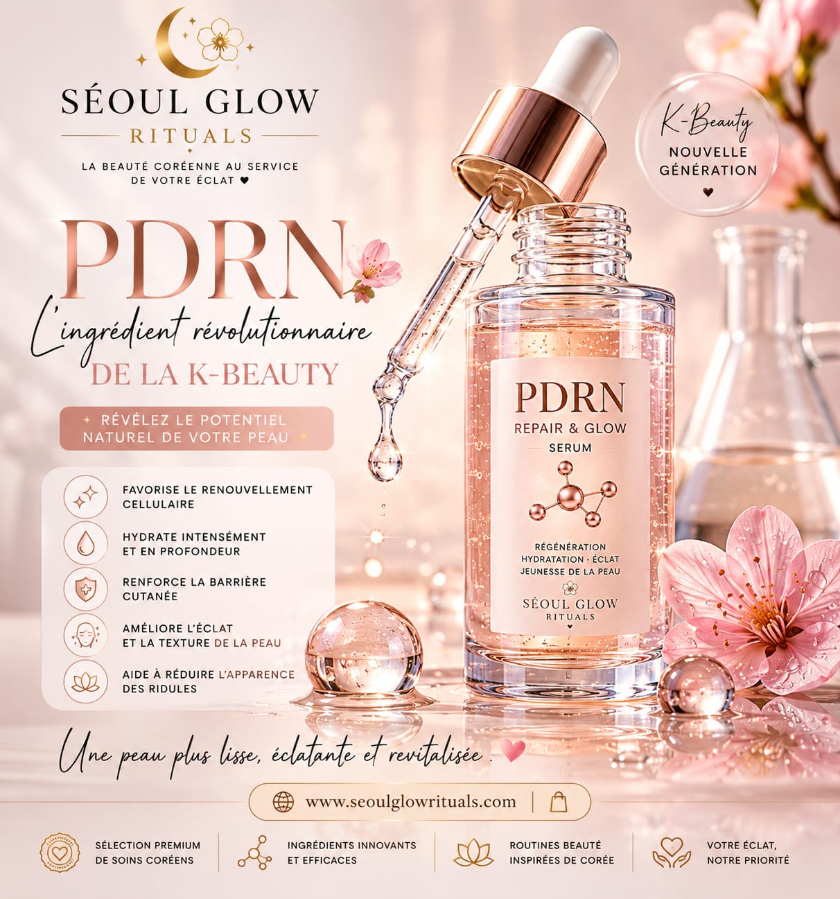 PDRN K-Beauty - Ingrédient révolutionnaire skincare coréenne - Séoul Glow Rituals