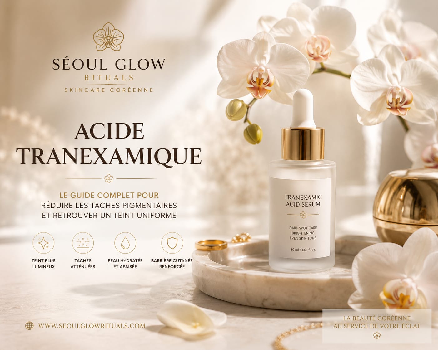acide tranexamique et les bienfaits sur la peau les taches pigmentaires teint lumineux peau lisse seoul glow rituals k-beauty