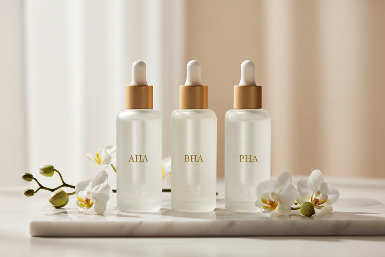 exfoliation lequel choisir entre AHA BHA PHA guide complet par seoul glow rituals