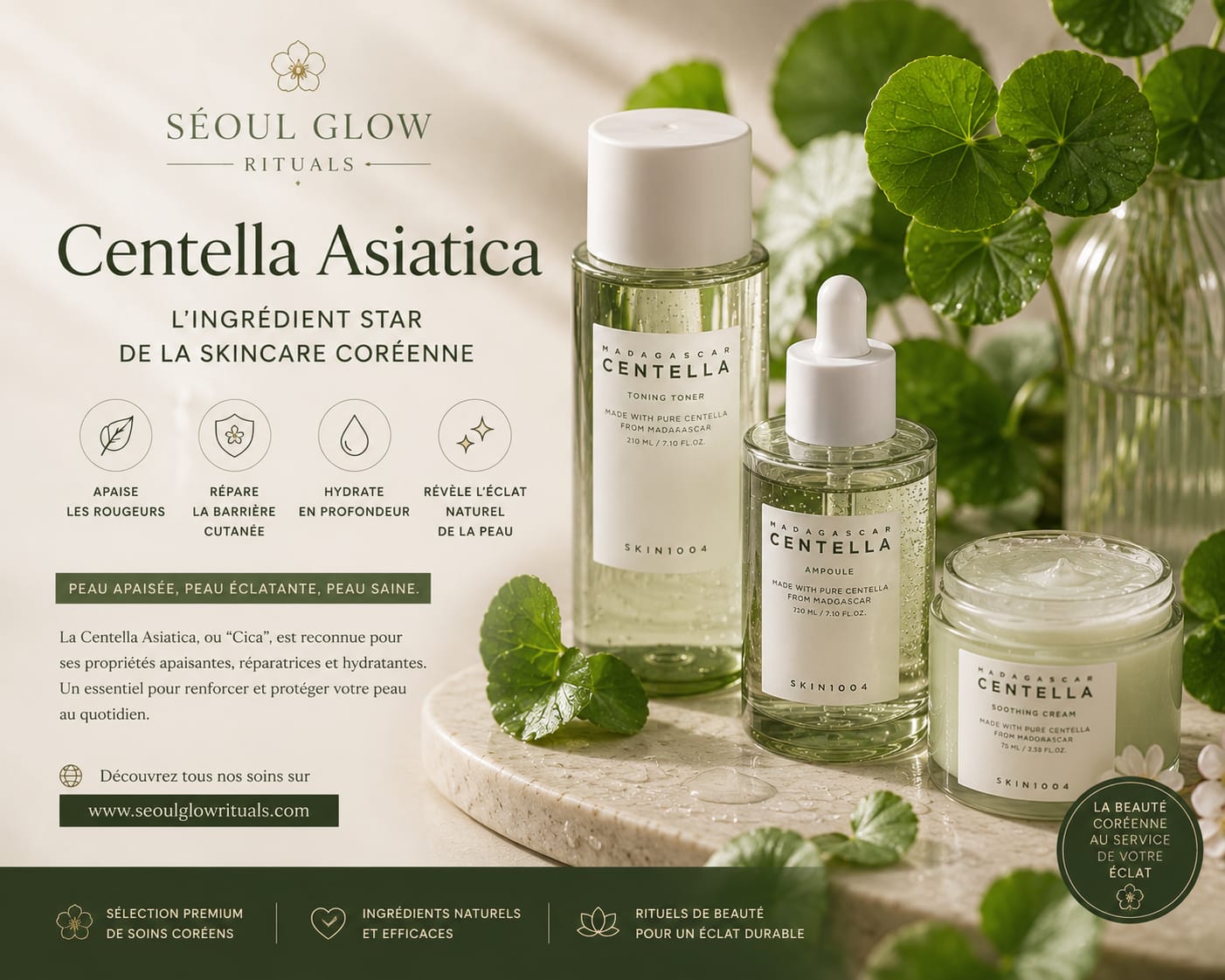 Centella Asiatica Cica - Ingrédient star de la skincare coréenne K-Beauty | Séoul Glow Rituals