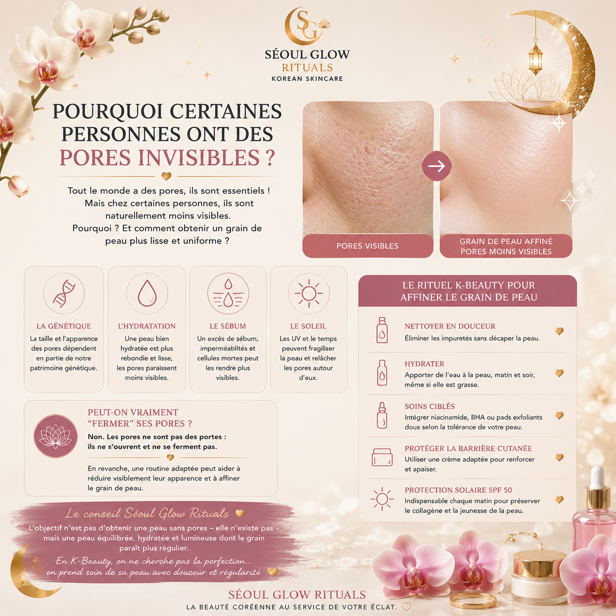 blog ecrit par seoul glow rituals sur pourquoi certaines personnes ont des pores invisibles k-beauty medicube anua skin1004 BEAUTY OF JOSEON