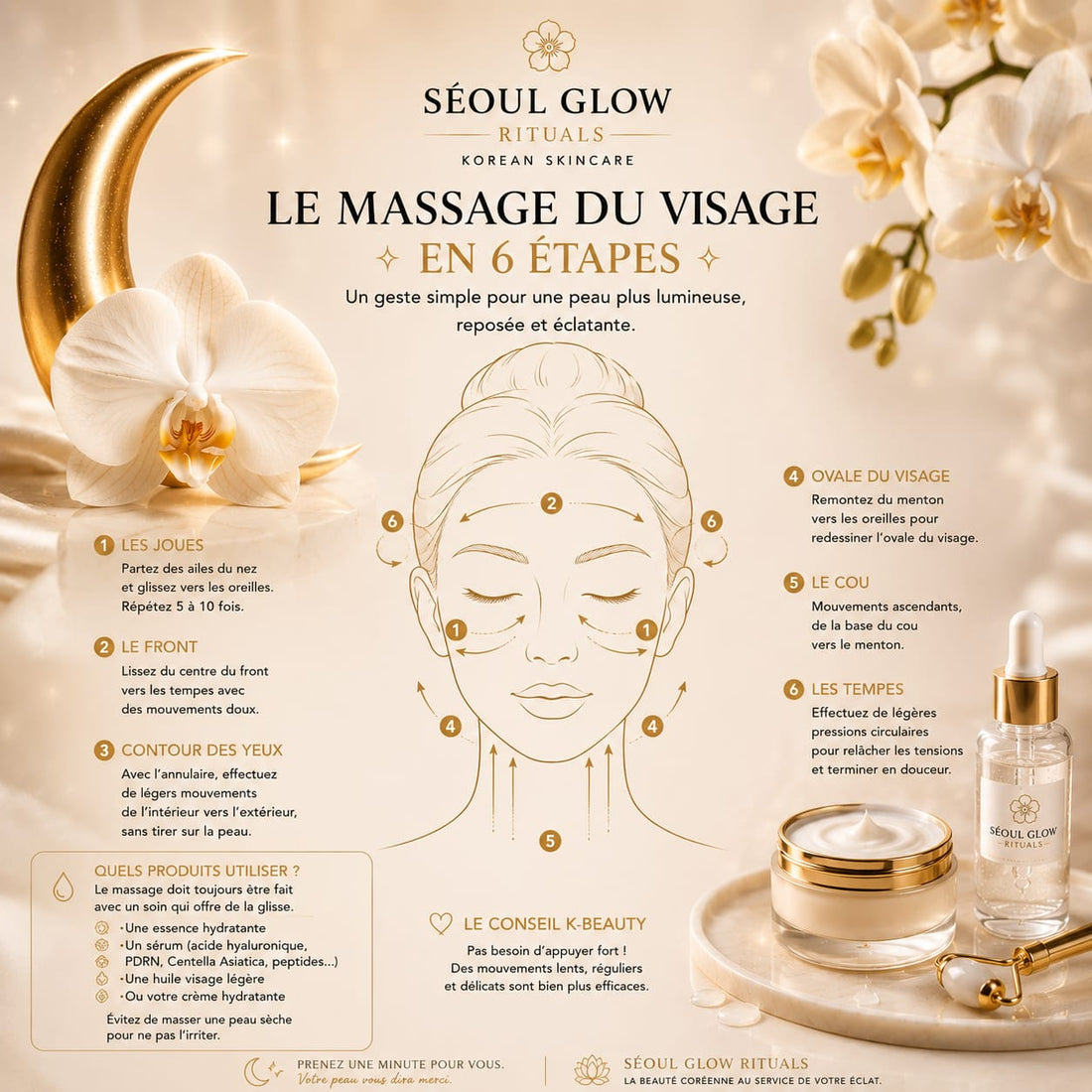 le massage du visage en 6 etapes par seoul glow rituals k-beauty soins coréens medicube anua beauty of joseon skin 1004