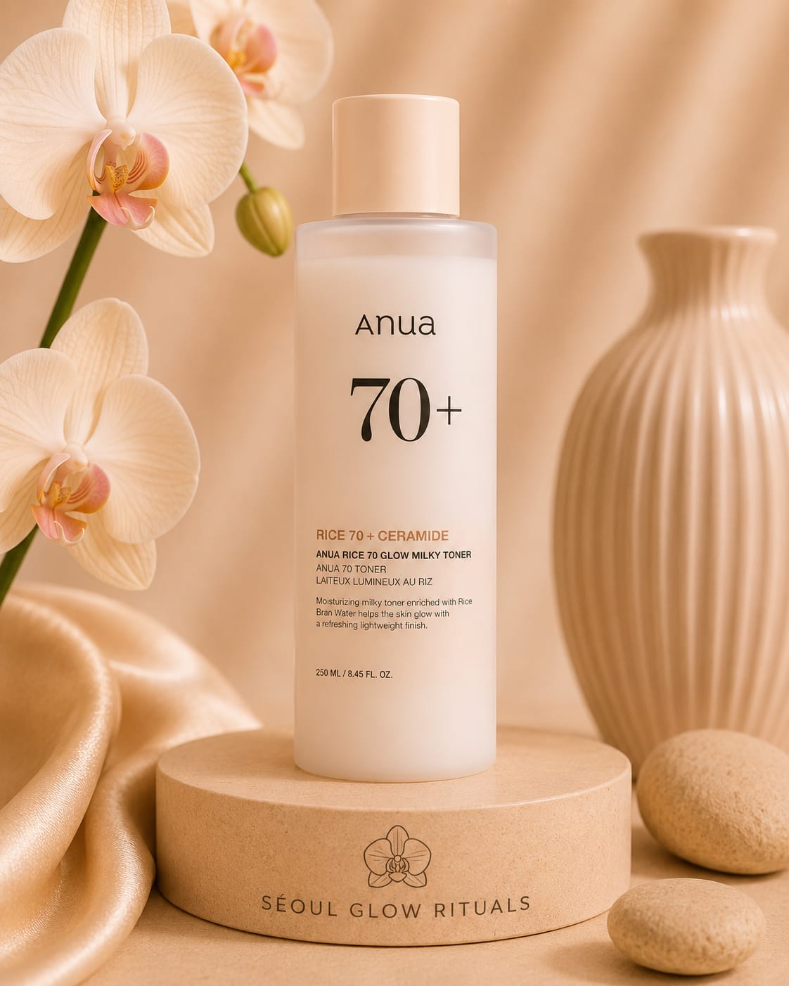 ANUA Rice 70 % Glow Milky Toner – Toner laiteux K-beauty à l’extrait de riz pour un teint lumineux et hydraté