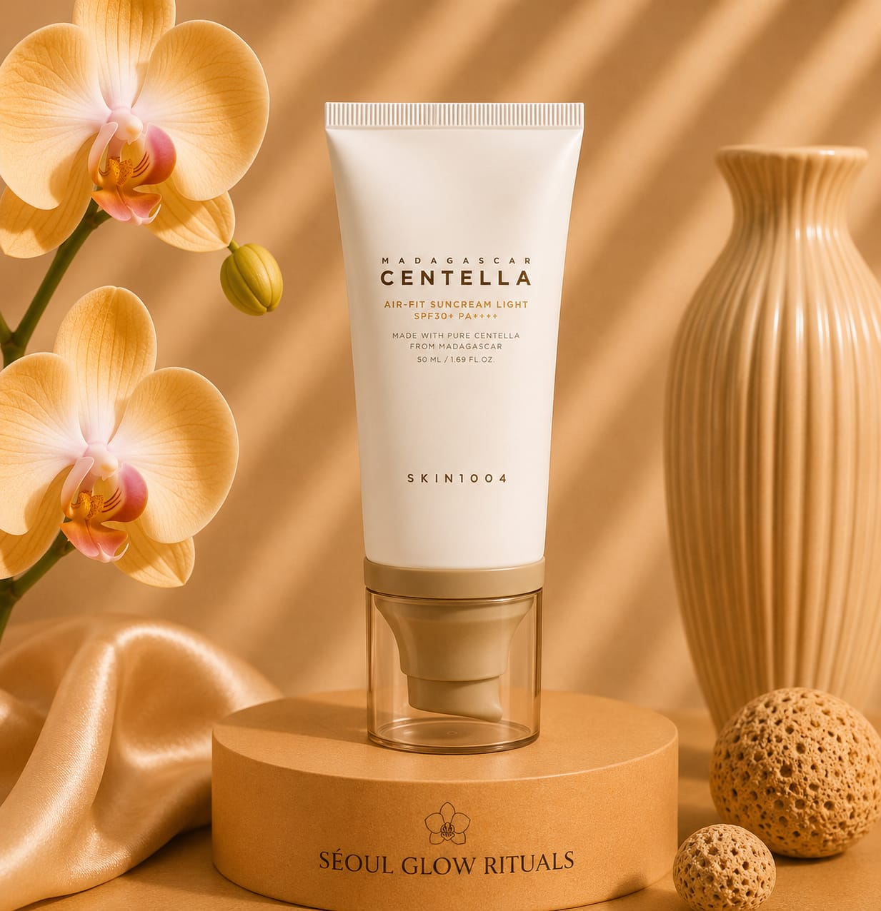 Skin1004 Madagascar Centella Air-Fit Sun Cream Light SPF30 PA++++ 50ml – Crème solaire ultra-légère K-Beauty à 29 400 ppm Centella Asiatica pour peau apaisée et protégée au quotidien – Seoul Glow Rituals