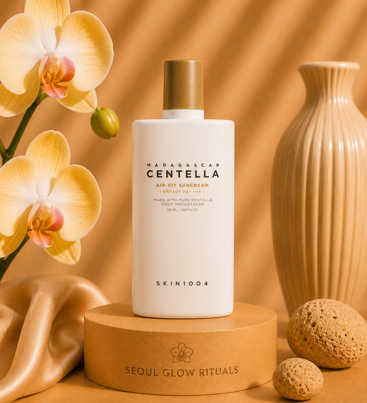 skin1004 Madagascar Centella Air-Fit Suncream Plus SPF50+ PA++++ 50ml – Crème solaire K-Beauty à 35,8% Centella Asiatica et Niacinamide, protection maximale UVA/UVB, texture ultra-légère fini naturel – Seoul Glow Rituals