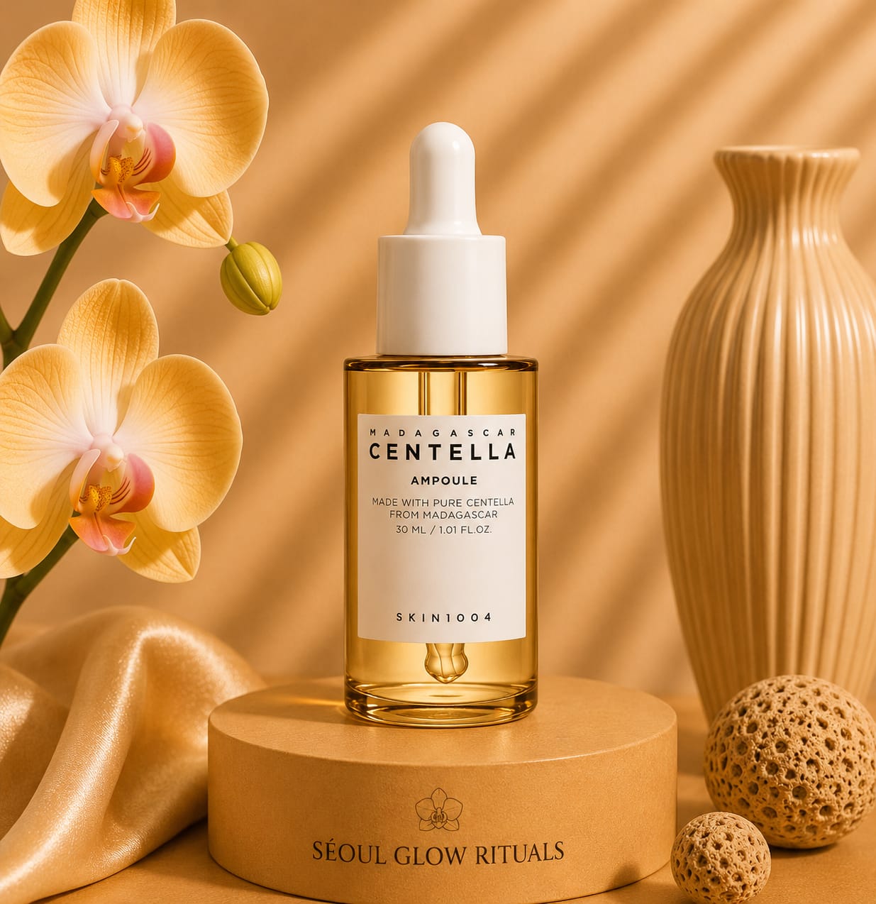 skin1004 Madagascar Centella Ampoule 55ml – Ampoule apaisante K-Beauty à la Centella Asiatica pure de Madagascar, formule minimaliste pour peau sensible, irritée et rougeurs calmées – Seoul Glow Rituals