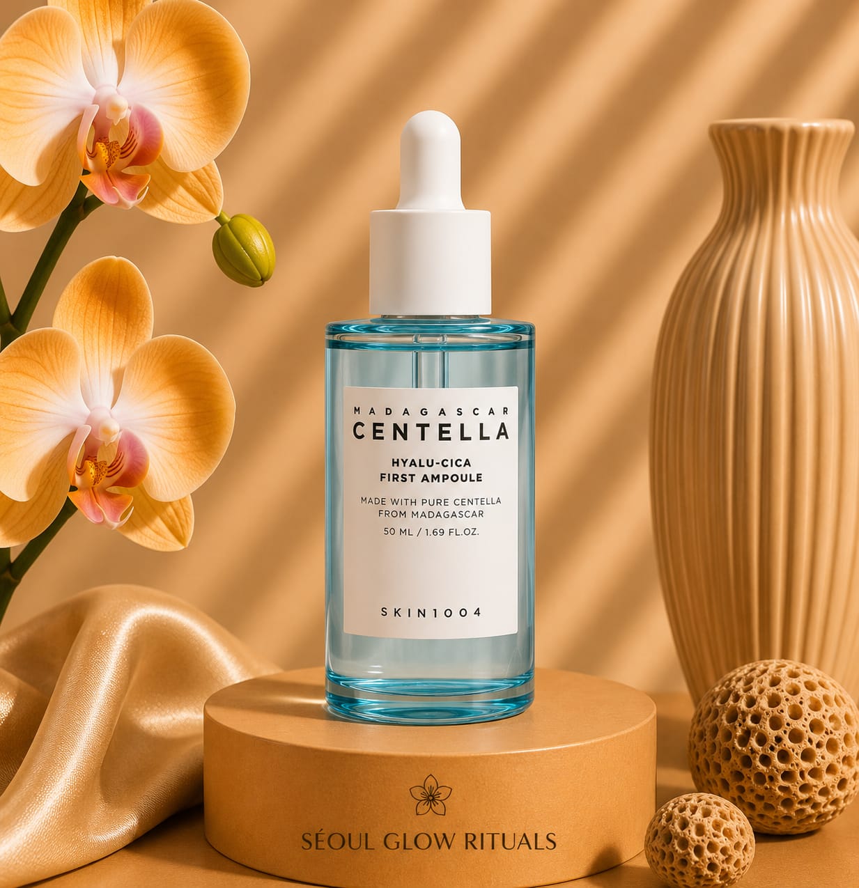 skin1004 Madagascar Centella Hyalu-Cica First Ampoule 50ml – Ampoule K-Beauty à 92% Centella Asiatica, triple acide hyaluronique et Niacinamide pour peau hydratée, apaisée et lumineuse – Seoul Glow Rituals