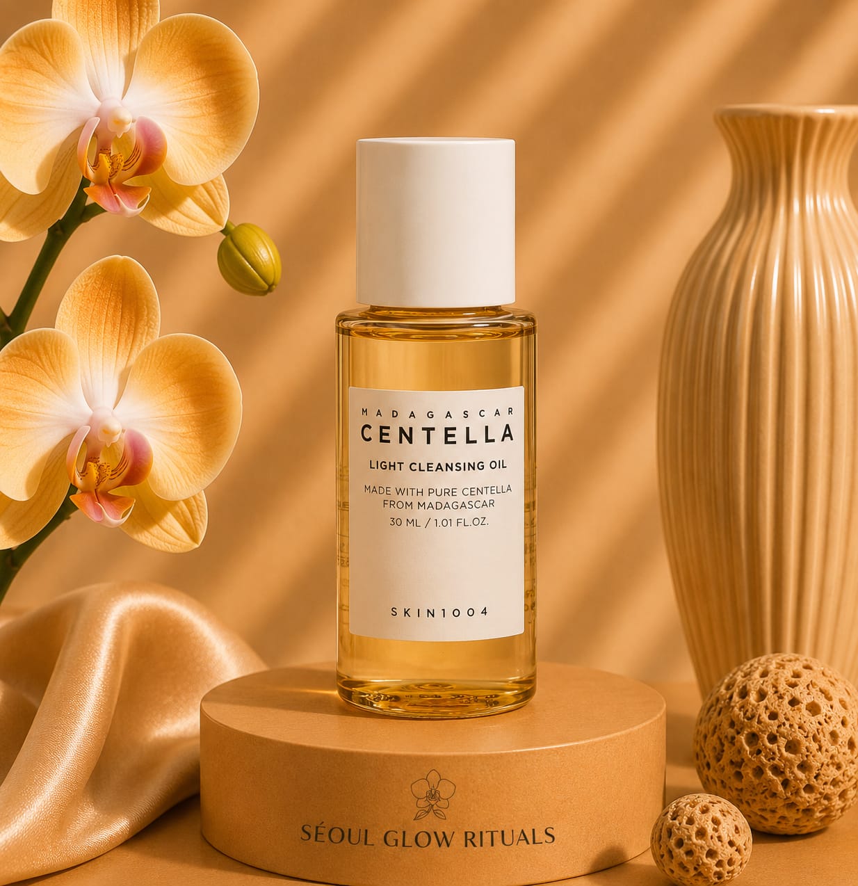 Skin1004 Madagascar Centella Light Cleansing Oil 30ml – Huile nettoyante légère K-Beauty à la Centella Asiatica, jojoba et rose de Damas pour double nettoyage doux et peau nourrie – Seoul Glow Rituals