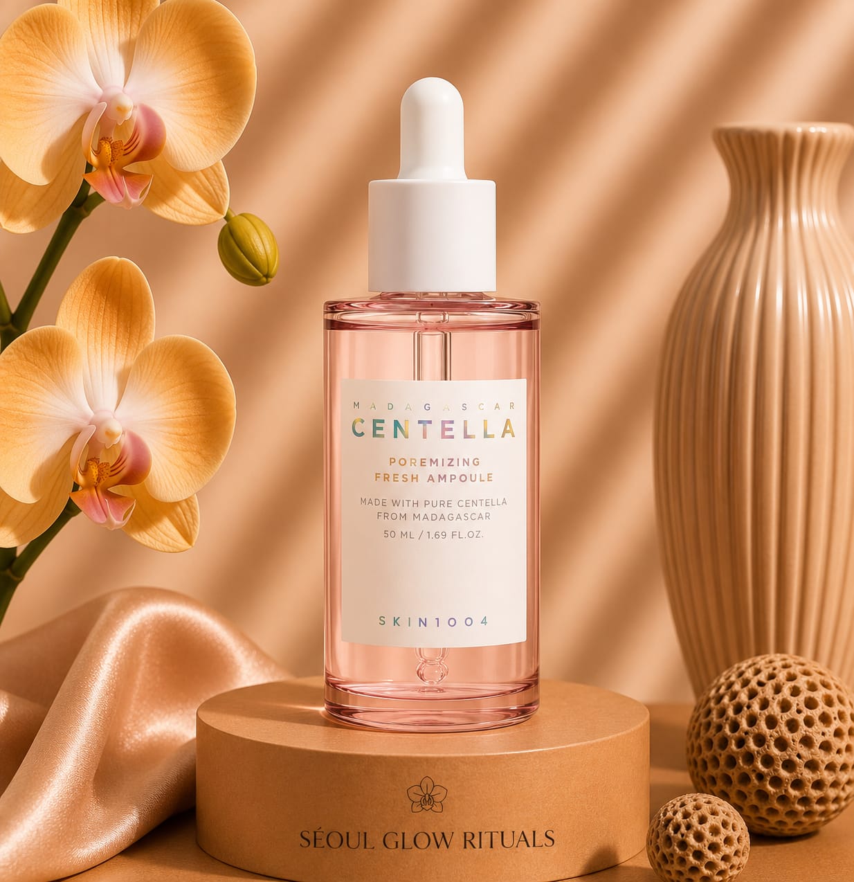 skin1004 Madagascar Centella Poremizing Fresh Ampoule 50ml – Sérum K-Beauty à 50% Centella Asiatica, triple acide hyaluronique et 10 peptides pour pores resserrés et peau repulpée – Seoul Glow Rituals