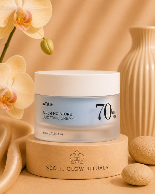 Anua Birch 70% Moisture Boosting Cream 50ml – Crème hydratante K-beauty à l'eau de bouleau pour une peau repulpée et lumineuse – Seoul Glow Rituals