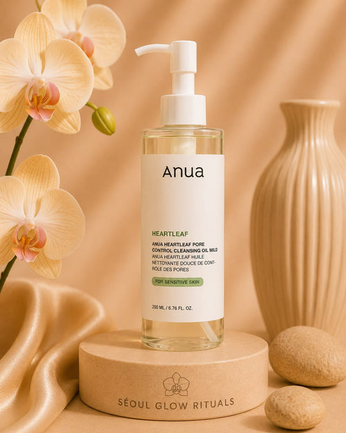 Anua Heartleaf Pore Control Cleansing Oil Mild 200ml – Huile nettoyante K-beauty au Heartleaf pour peaux sensibles et contrôle des pores – Seoul Glow Rituals